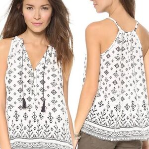Anthropologie Joie Eniko Tribal Mix Black & White Cami Silk Tank Top